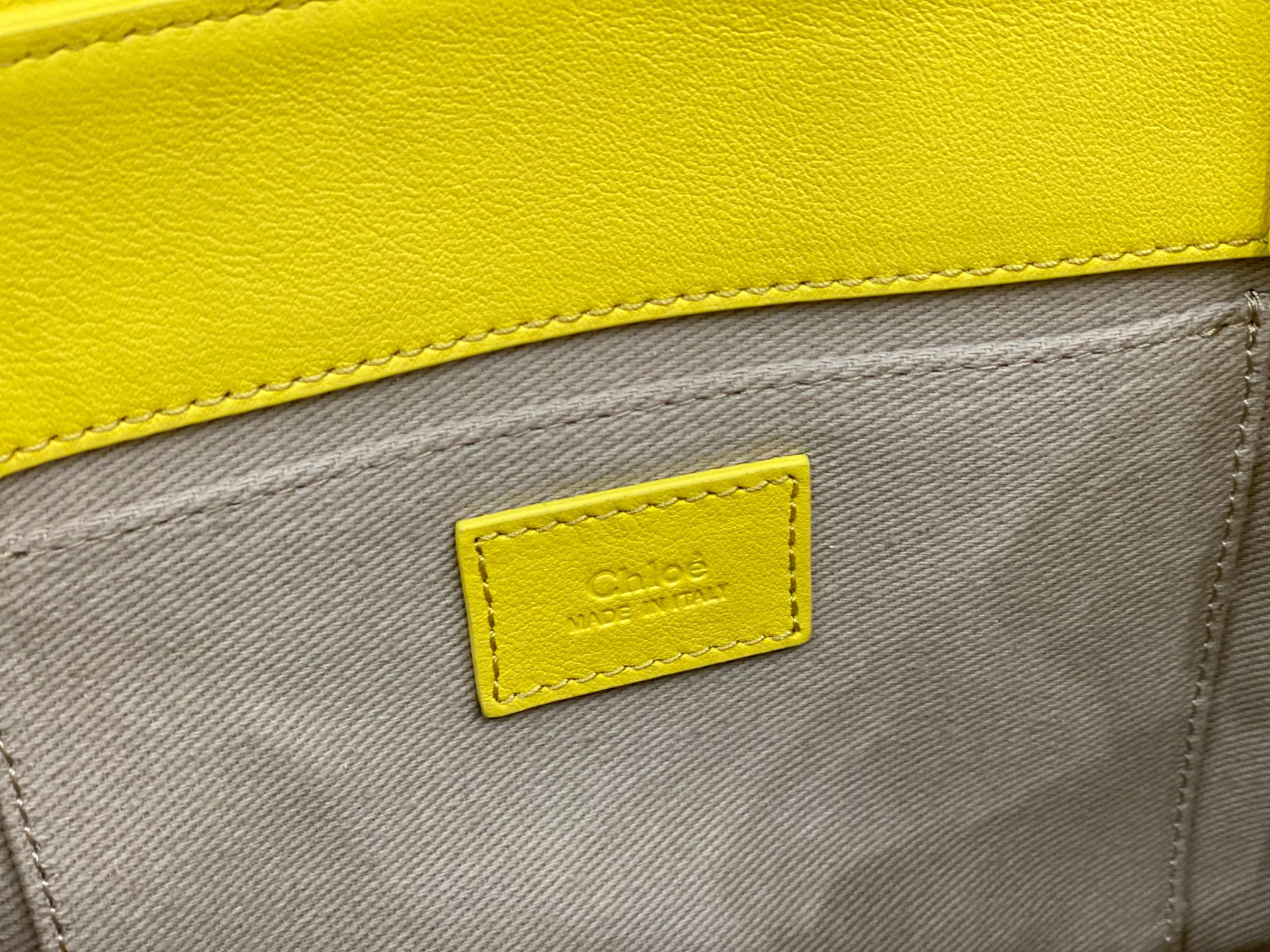 Chloe Small Woody Tote Bag In Yellow Soft Smooth Calfskin Leather